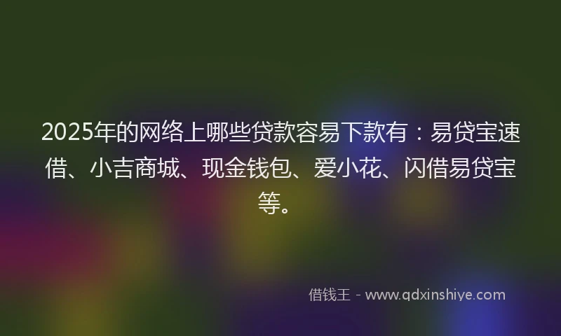 2025年的网络上哪些贷款容易下款有:易贷宝速借、小吉商城、现金钱包、爱小花、闪借易贷宝等。