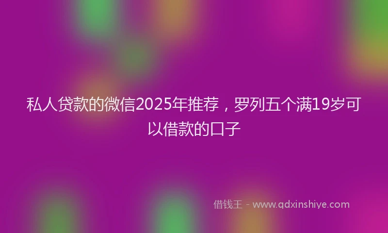 私人贷款的微信2025年推荐，罗列五个满19岁可以借款的口子