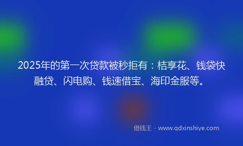 2025年的第一次贷款被秒拒有：桔享花、钱袋快融贷、闪电购、钱速借宝、海印金服等。