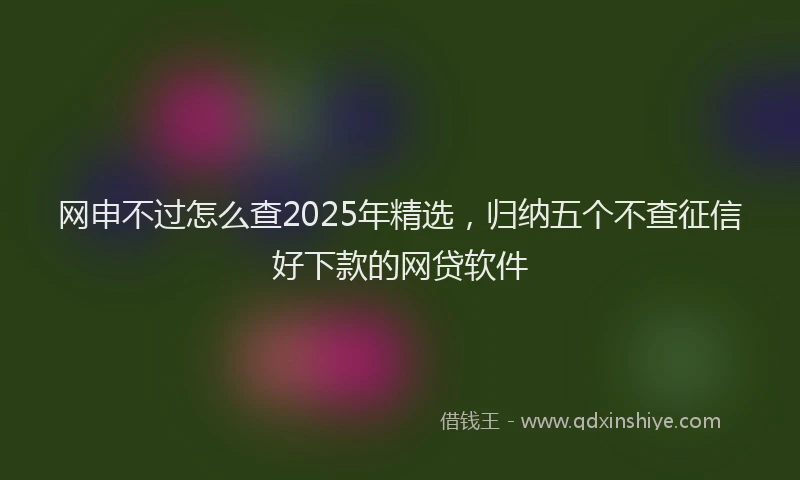 网申不过怎么查2025年精选，归纳五个不查征信好下款的网贷软件