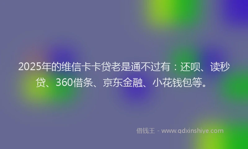 2025年的维信卡卡贷老是通不过有：还呗、读秒贷、360借条、京东金融、小花钱包等。