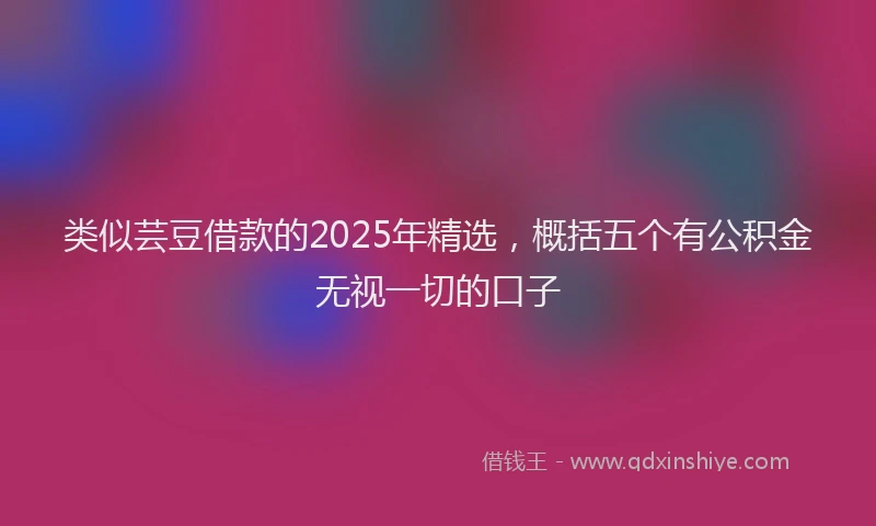 类似芸豆借款的2025年精选，概括五个有公积金无视一切的口子