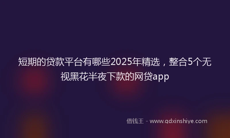 短期的贷款平台有哪些2025年精选，整合5个无视黑花半夜下款的网贷app