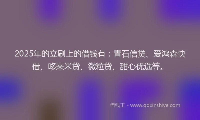 2025年的立刷上的借钱有：青石信贷、爱鸿森快借、哆来米贷、微粒贷、甜心优选等。