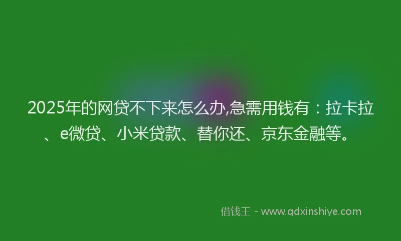 2025年的网贷不下来怎么办,急需用钱有：拉卡拉、e微贷、小米贷款、替你还、京东金融等。