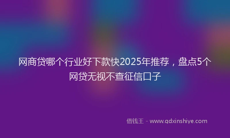 网商贷哪个行业好下款快2025年推荐，盘点5个网贷无视不查征信口子