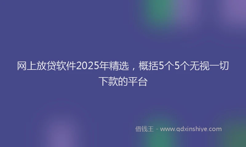 网上放贷软件2025年精选，概括5个5个无视一切下款的平台