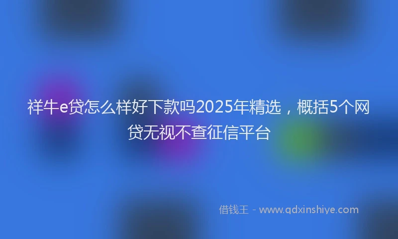 祥牛e贷怎么样好下款吗2025年精选，概括5个网贷无视不查征信平台