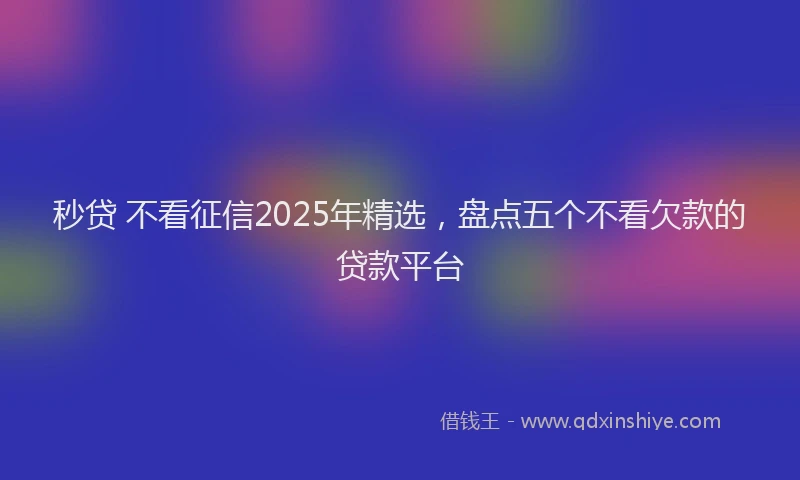 秒贷 不看征信2025年精选，盘点五个不看欠款的贷款平台