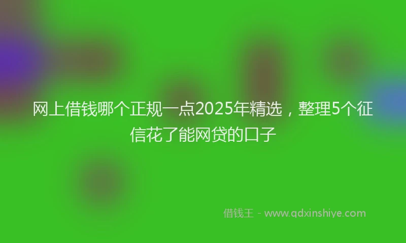网上借钱哪个正规一点2025年精选，整理5个征信花了能网贷的口子