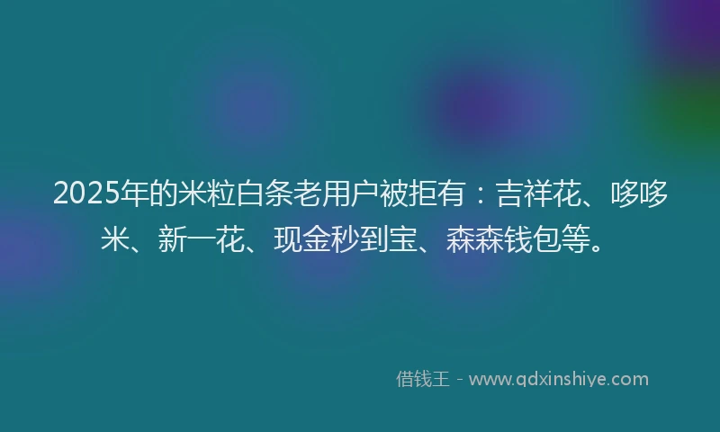 2025年的米粒白条老用户被拒有：吉祥花、哆哆米、新一花、现金秒到宝、森森钱包等。