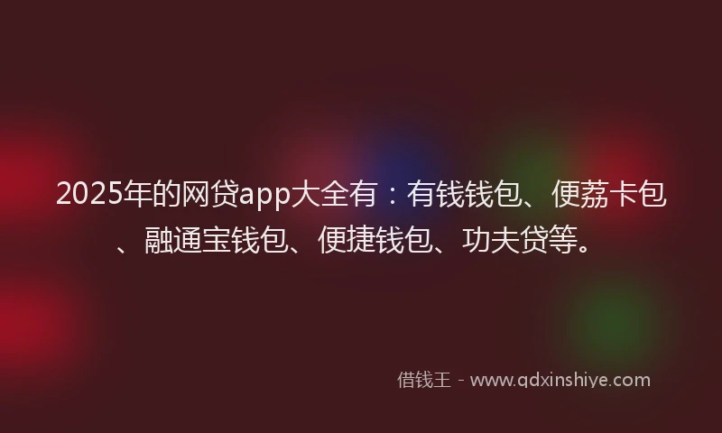 2025年的网贷app大全有：有钱钱包、便荔卡包、融通宝钱包、便捷钱包、功夫贷等。