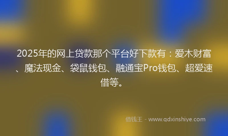 2025年的网上贷款那个平台好下款有：爱木财富、魔法现金、袋鼠钱包、融通宝Pro钱包、超爱速借等。