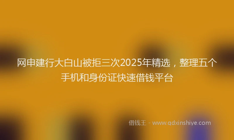 网申建行大白山被拒三次2025年精选，整理五个手机和身份证快速借钱平台