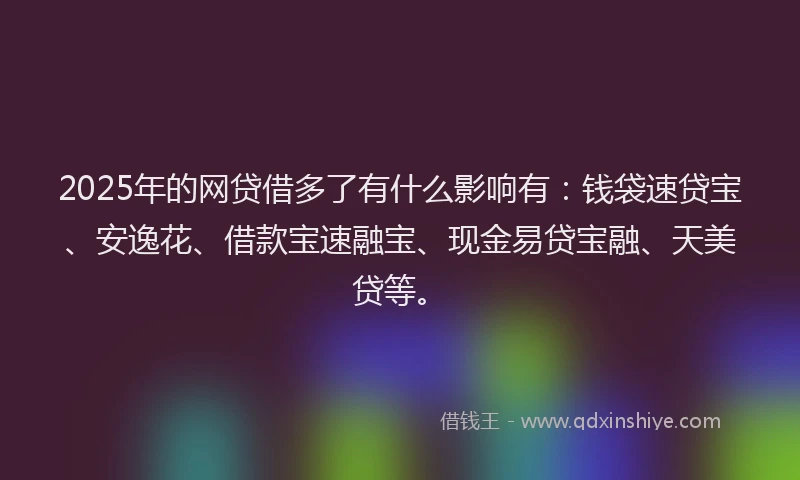 2025年的网贷借多了有什么影响有：钱袋速贷宝、安逸花、借款宝速融宝、现金易贷宝融、天美贷等。