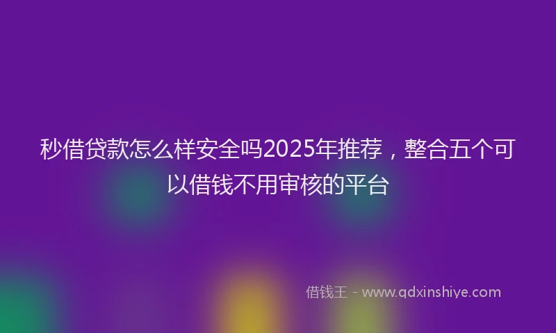秒借贷款怎么样安全吗2025年推荐，整合五个可以借钱不用审核的平台