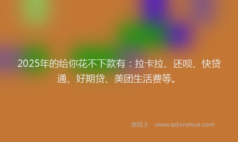 2025年的给你花不下款有：拉卡拉、还呗、快贷通、好期贷、美团生活费等。