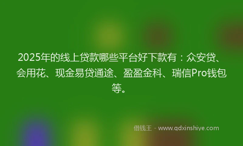 2025年的线上贷款哪些平台好下款有：众安贷、会用花、现金易贷通途、盈盈金科、瑞信Pro钱包等。