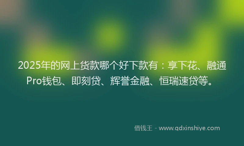 2025年的网上货款哪个好下款有：享下花、融通Pro钱包、即刻贷、辉誉金融、恒瑞速贷等。