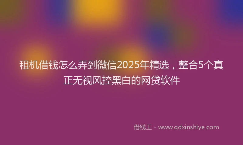 租机借钱怎么弄到微信2025年精选，整合5个真正无视风控黑白的网贷软件