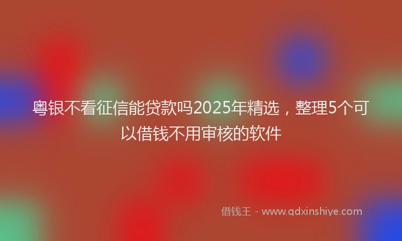 粤银不看征信能贷款吗2025年精选，整理5个可以借钱不用审核的软件