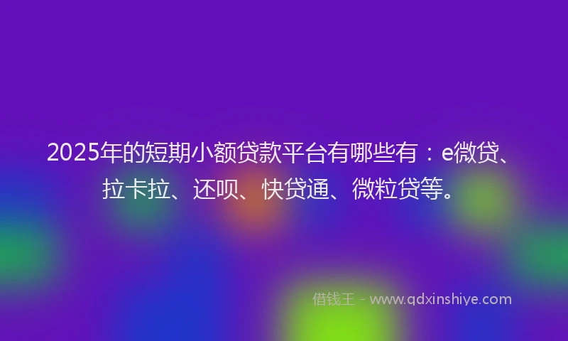 2025年的短期小额贷款平台有哪些有：e微贷、拉卡拉、还呗、快贷通、微粒贷等。
