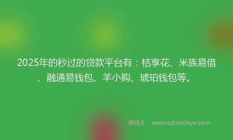 2025年的秒过的贷款平台有：桔享花、米族易借、融通易钱包、羊小购、琥珀钱包等。