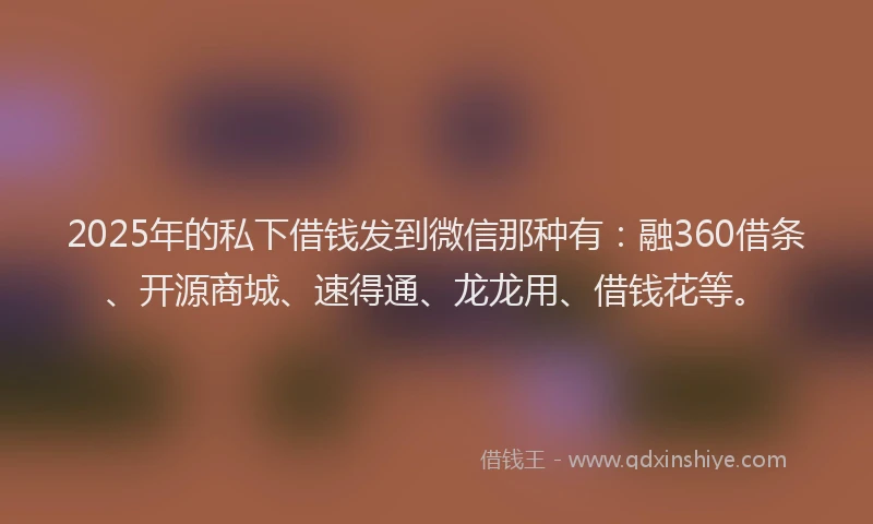2025年的私下借钱发到微信那种有：融360借条、开源商城、速得通、龙龙用、借钱花等。