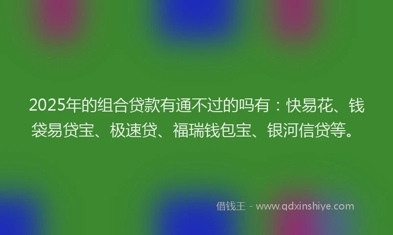 2025年的组合贷款有通不过的吗有：快易花、钱袋易贷宝、极速贷、福瑞钱包宝、银河信贷等。