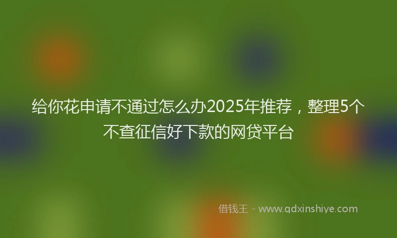 给你花申请不通过怎么办2025年推荐，整理5个不查征信好下款的网贷平台