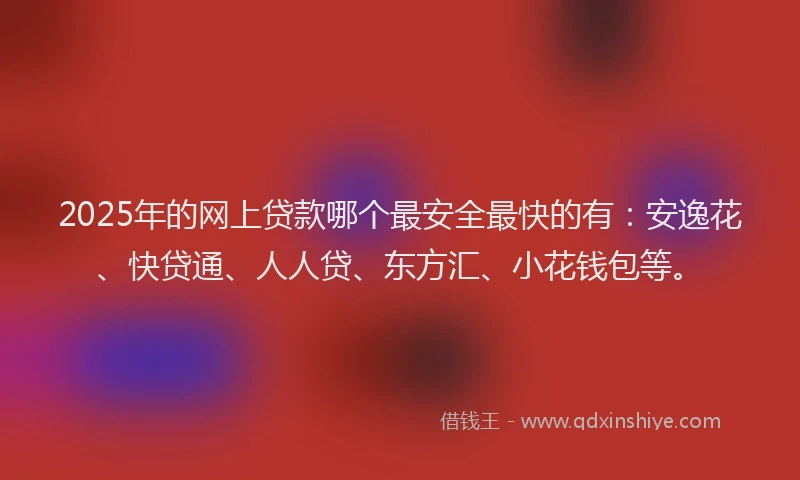2025年的网上贷款哪个最安全最快的有：安逸花、快贷通、人人贷、东方汇、小花钱包等。