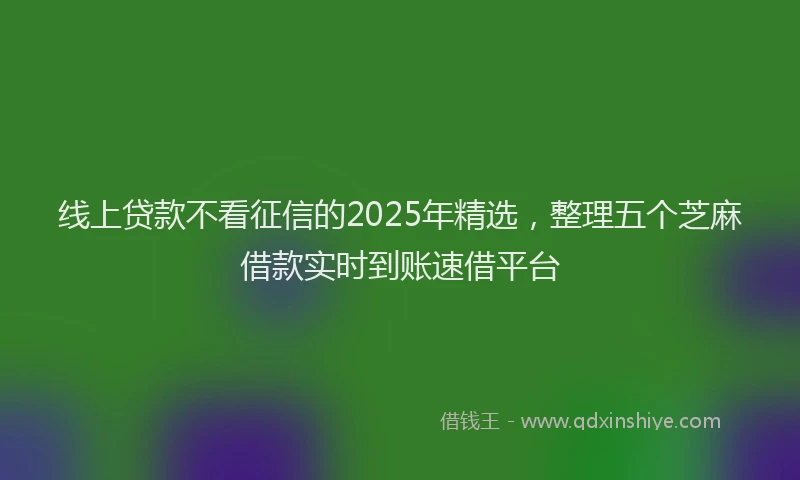 线上贷款不看征信的2025年精选，整理五个芝麻借款实时到账速借平台