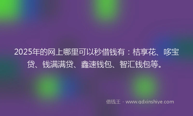 2025年的网上哪里可以秒借钱有：桔享花、哆宝贷、钱满满贷、鑫速钱包、智汇钱包等。