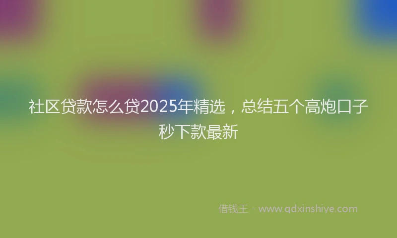 社区贷款怎么贷2025年精选，总结五个高炮口子秒下款最新