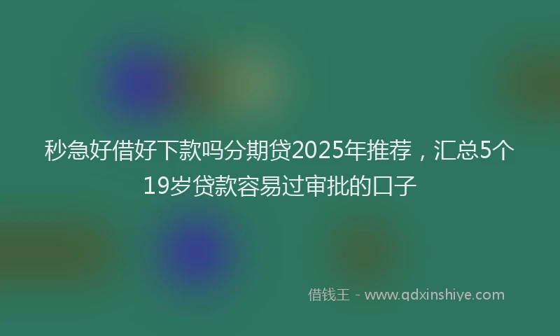 秒急好借好下款吗分期贷2025年推荐，汇总5个19岁贷款容易过审批的口子