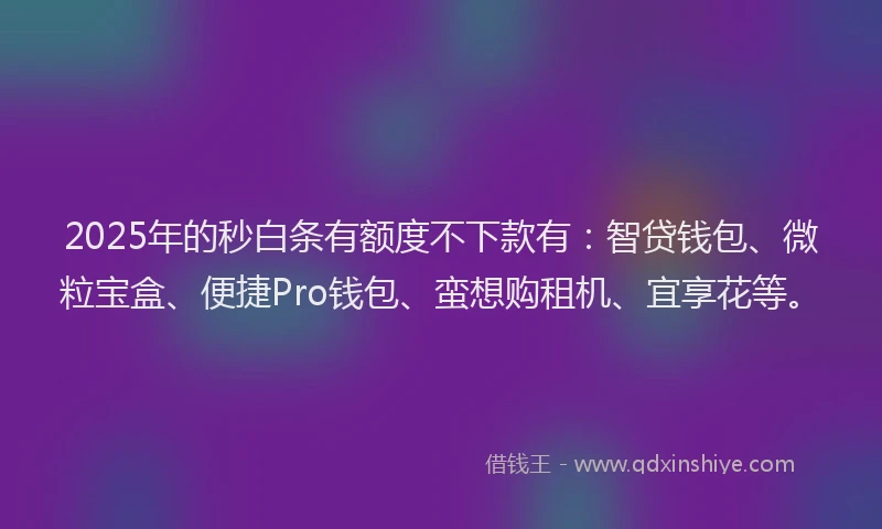 2025年的秒白条有额度不下款有：智贷钱包、微粒宝盒、便捷Pro钱包、蛮想购租机、宜享花等。
