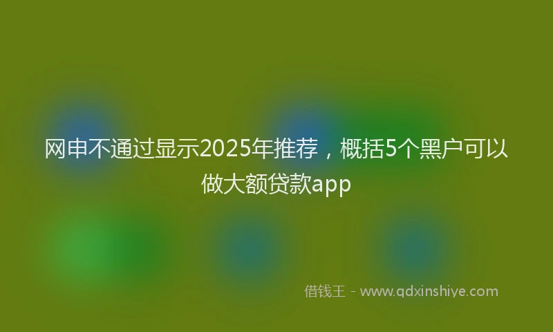 网申不通过显示2025年推荐，概括5个黑户可以做大额贷款app