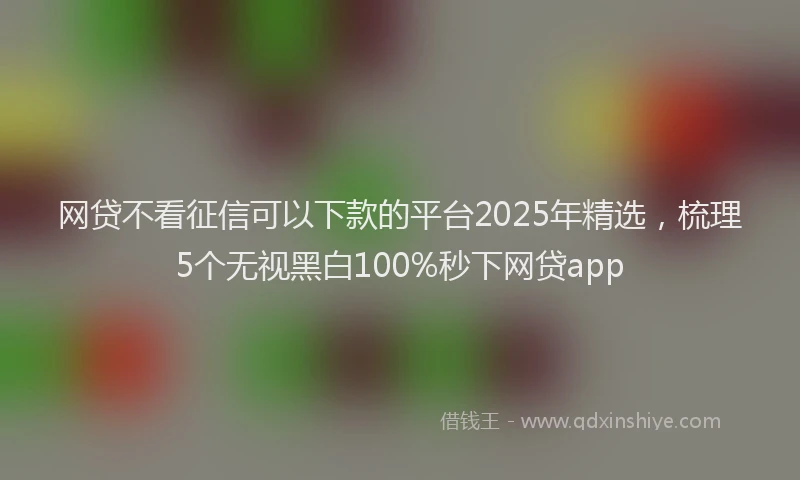 网贷不看征信可以下款的平台2025年精选，梳理5个无视黑白100%秒下网贷app