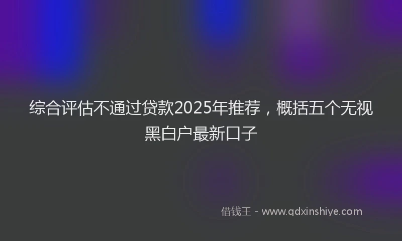 综合评估不通过贷款2025年推荐，概括五个无视黑白户最新口子