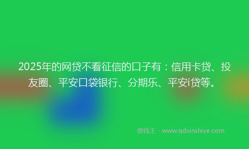 2025年的网贷不看征信的口子有：信用卡贷、投友圈、平安口袋银行、分期乐、平安i贷等。