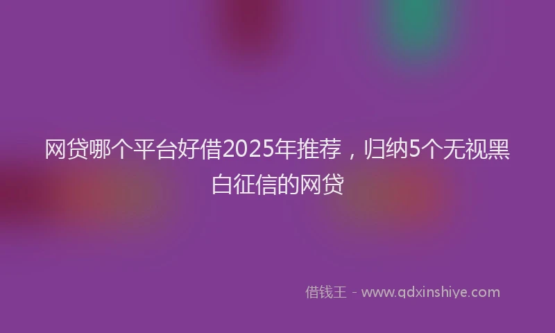 网贷哪个平台好借2025年推荐，归纳5个无视黑白征信的网贷