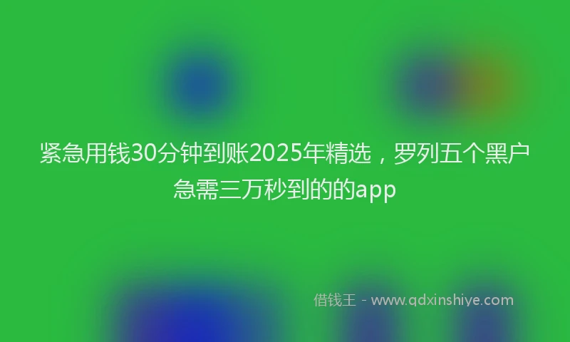 紧急用钱30分钟到账2025年精选，罗列五个黑户急需三万秒到的的app