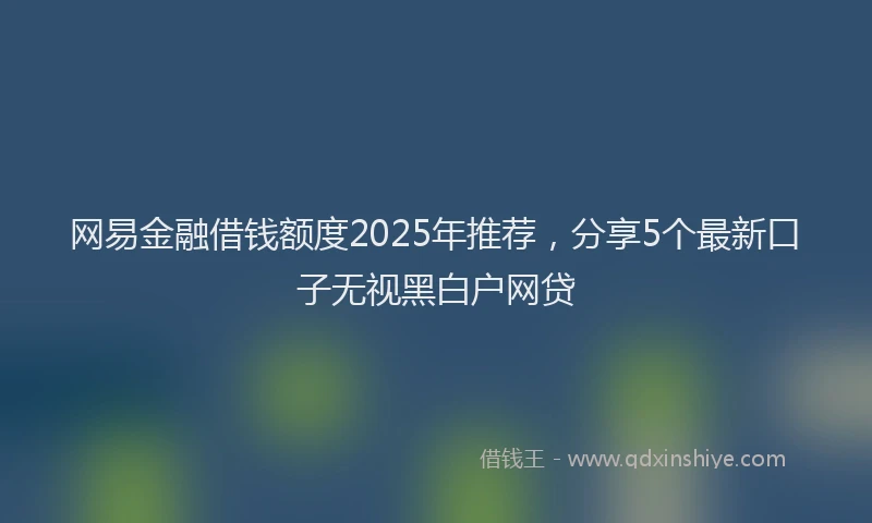 网易金融借钱额度2025年推荐，分享5个最新口子无视黑白户网贷