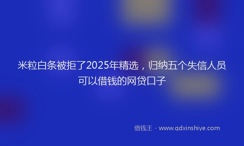 米粒白条被拒了2025年精选，归纳五个失信人员可以借钱的网贷口子