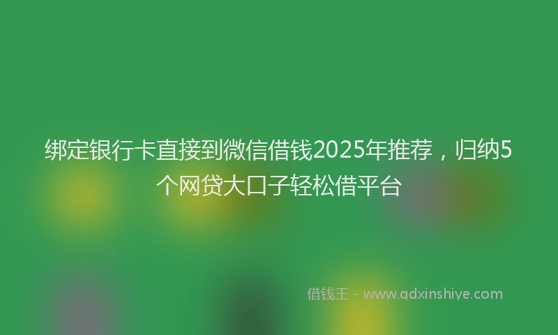 绑定银行卡直接到微信借钱2025年推荐，归纳5个网贷大口子轻松借平台