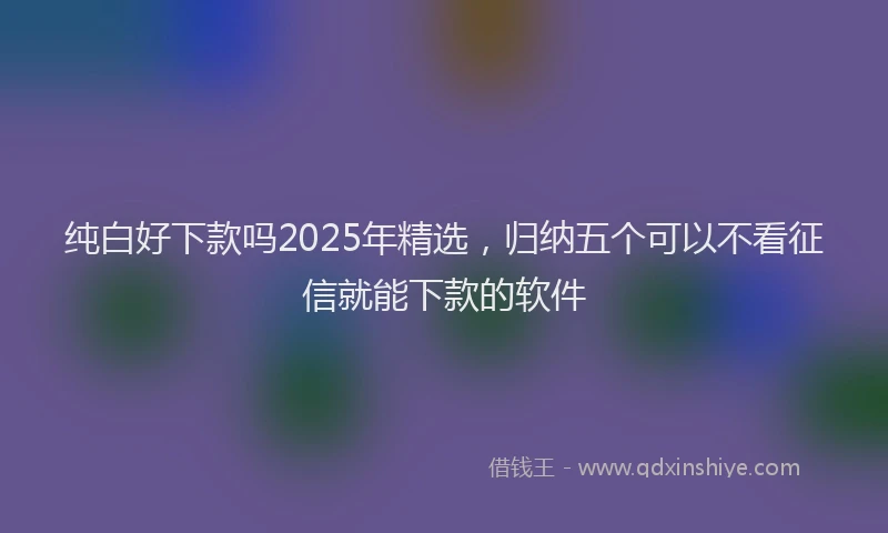 纯白好下款吗2025年精选，归纳五个可以不看征信就能下款的软件