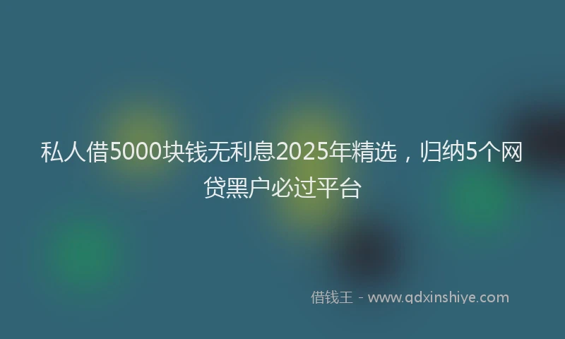 私人借5000块钱无利息2025年精选，归纳5个网贷黑户必过平台