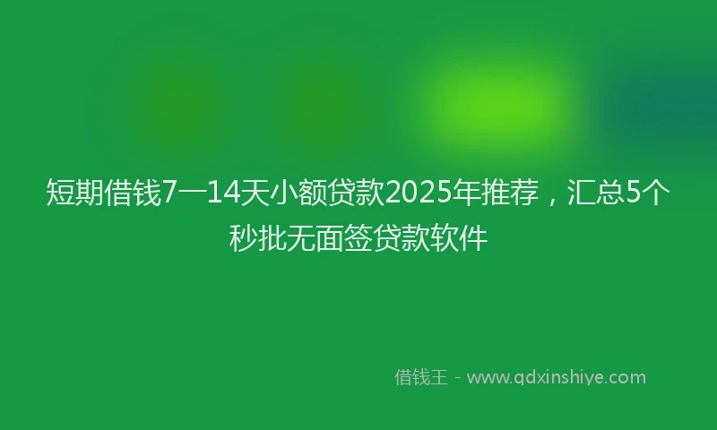 短期借钱7一14天小额贷款2025年推荐，汇总5个秒批无面签贷款软件