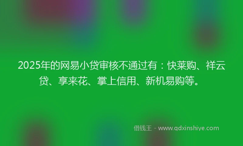 2025年的网易小贷审核不通过有：快莱购、祥云贷、享来花、掌上信用、新机易购等。