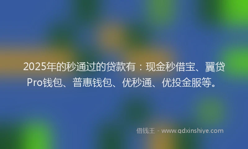 2025年的秒通过的贷款有：现金秒借宝、翼贷Pro钱包、普惠钱包、优秒通、优投金服等。